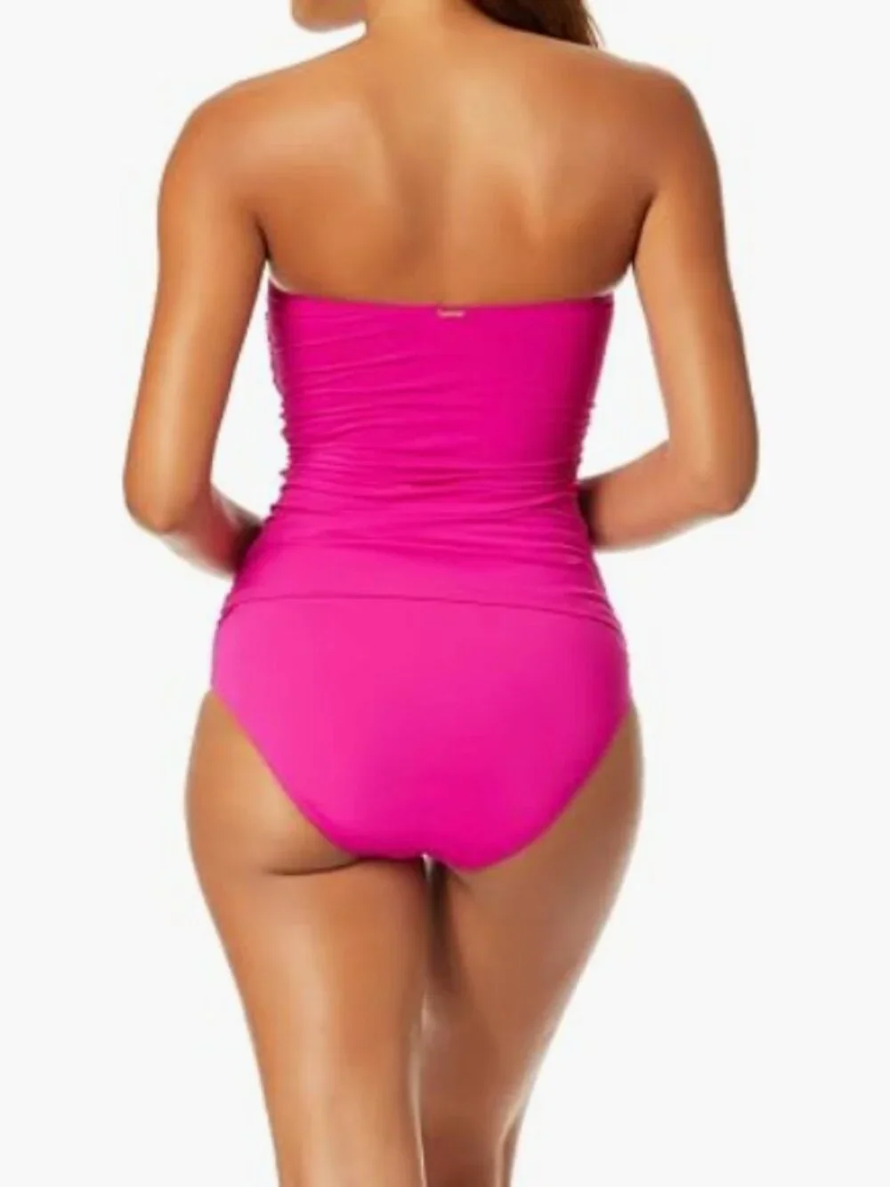 Anne Cole Botanical Twist Front Bandeaukini Swim Top Pink Size L 6918